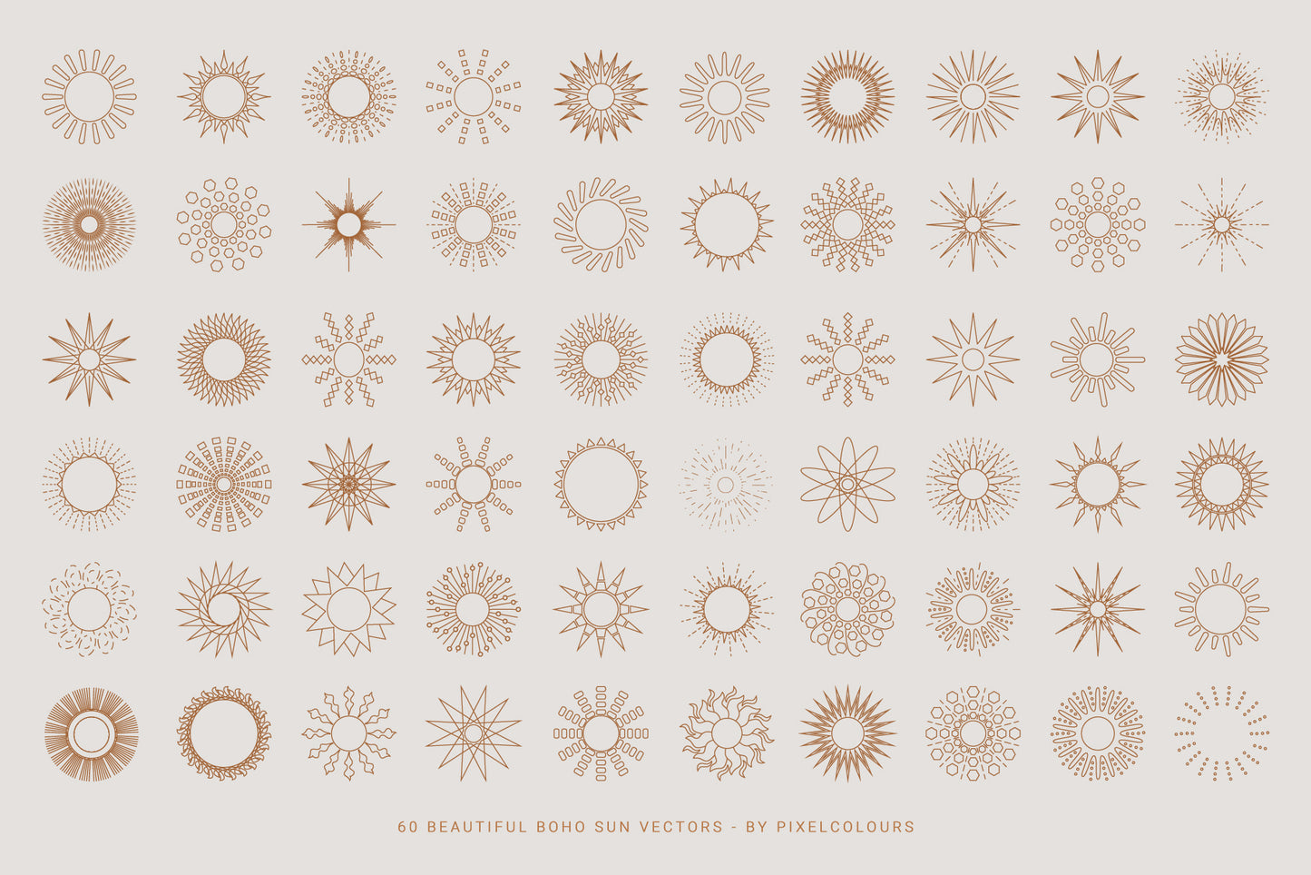 Sun vector bundle including 60 sun png and vectors