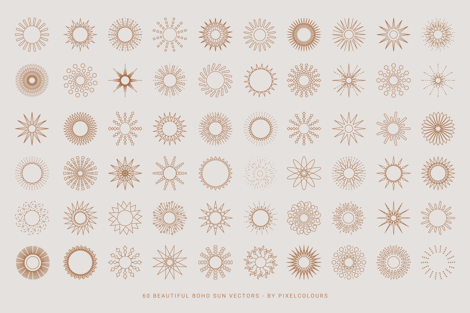 Sun vector bundle including 60 sun png and vectors