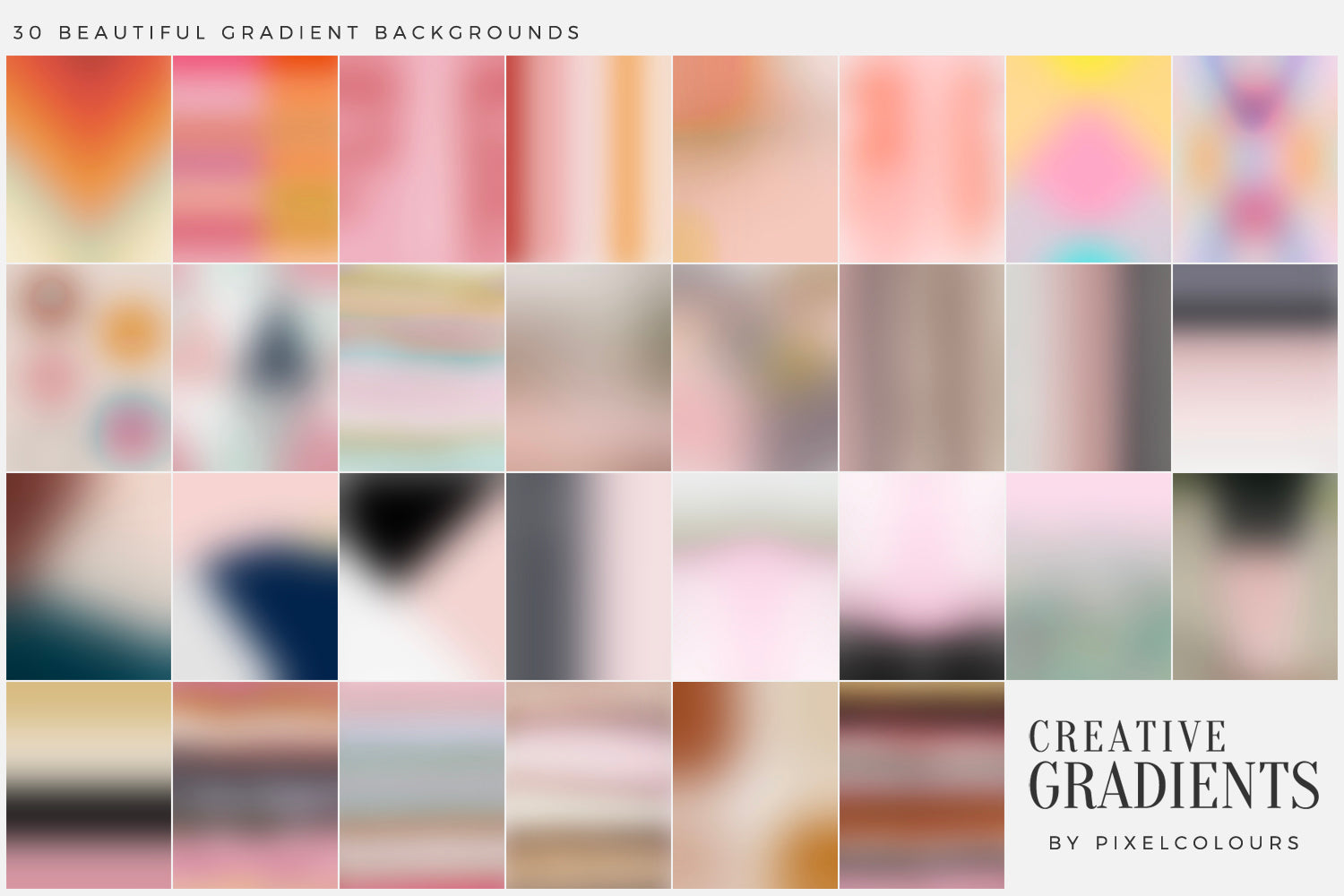 Free gradient backgrounds in soft and vibrant tones for graphic design, web, social media, and print projects