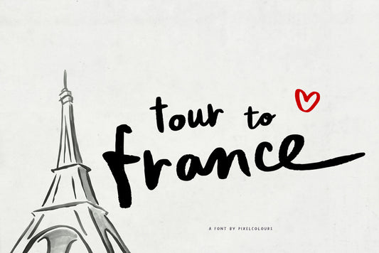 French handwritten font with illustrations