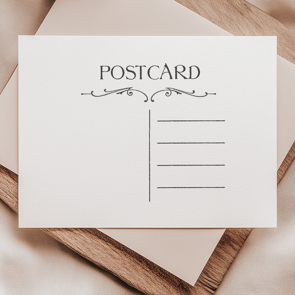 Vintage postcard stamp featuring a classic design with space for a stamp, address, and message area