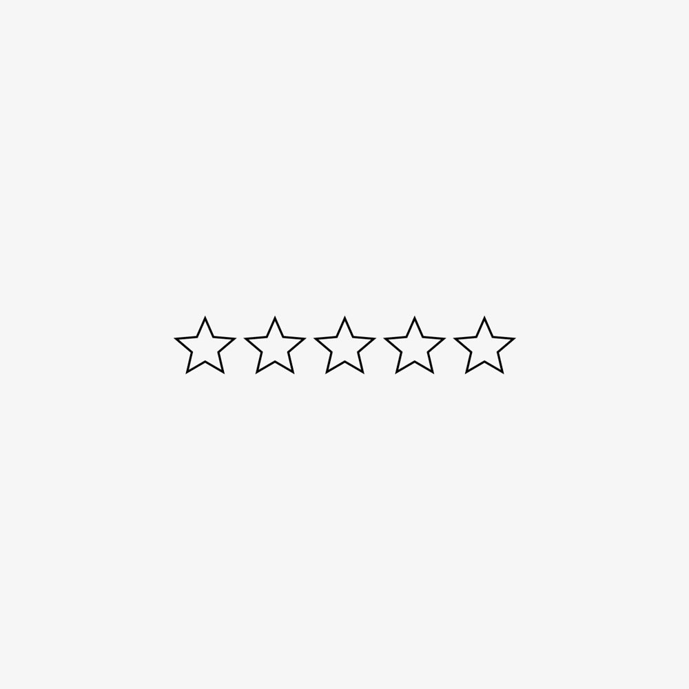 Star rating stamp featuring 5 outline stars in a clean design