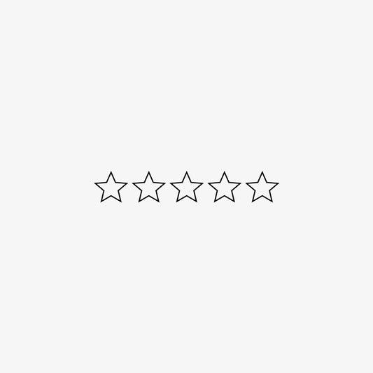 Star rating stamp featuring 5 outline stars in a clean design