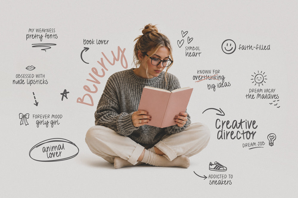 Bookish Beauty Handwritten Font and Doodles