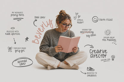 Bookish Beauty Handwritten Font and Doodles