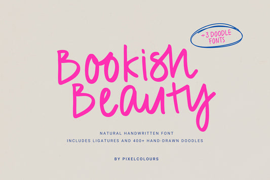 Bookish Beauty Handwritten Font and Doodles