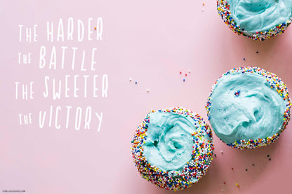 Sweet sugar quote using Cupcakie, a free handwritten uppercase font with a playful and modern style
