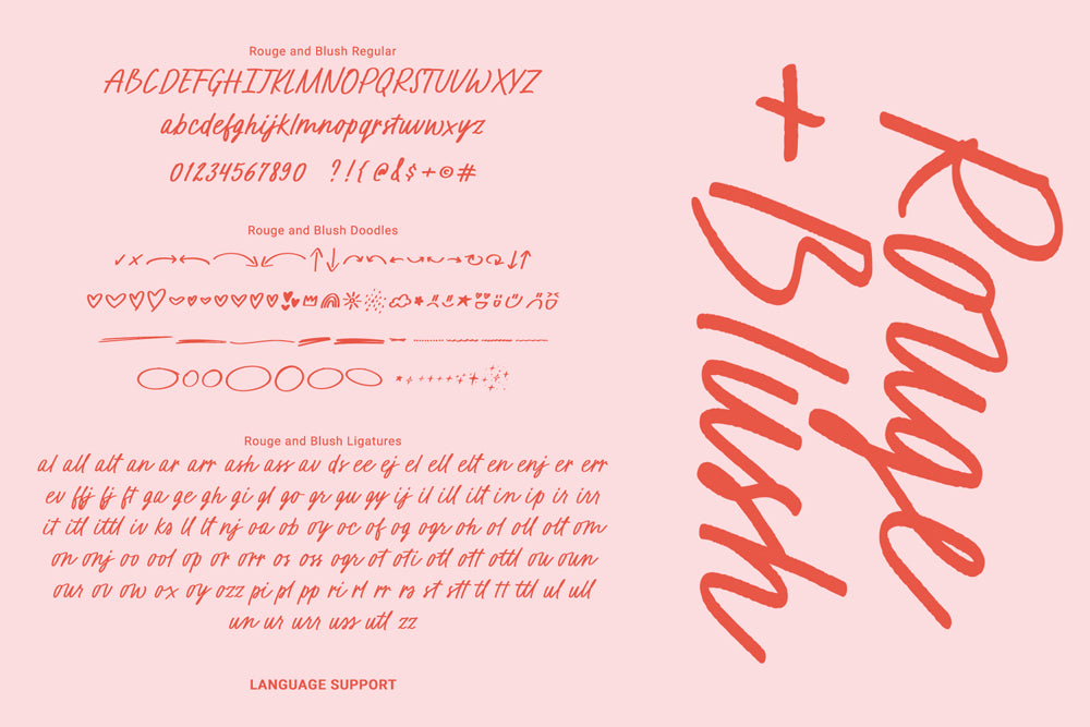Stylish handwritten script font duo with texture, opentype features and decorative doodles font