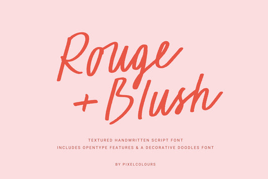 Stylish handwritten script font duo with texture, opentype features and decorative doodles font