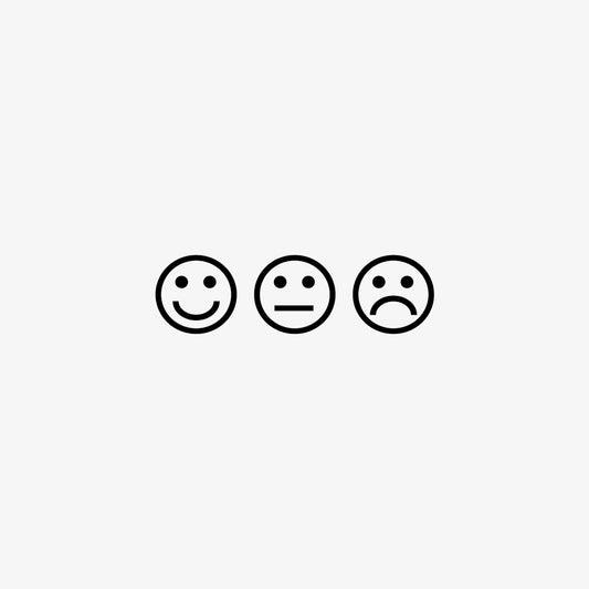 Mood tracker stamp feauturing 3 different emotional expressions: happy, neutral and sad