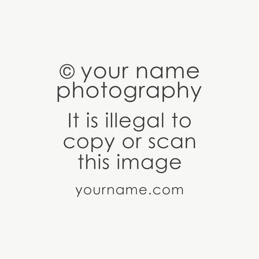 Custom stamp featuring photography copyright text in a sans serif font