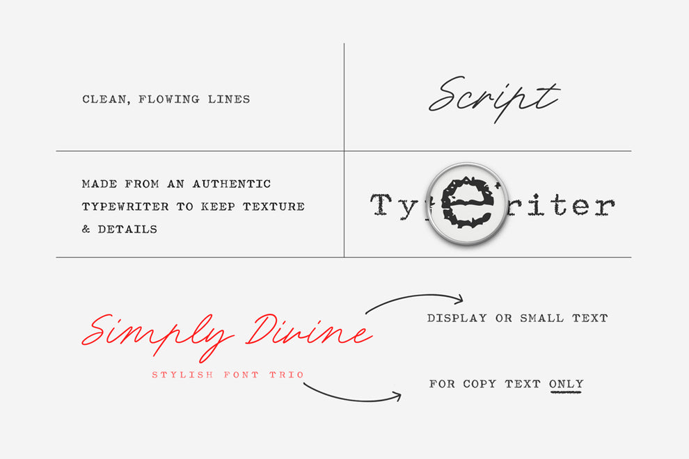 Simply Divine Font Trio | Stylish Script, Typewriter & Doodles Fonts ...
