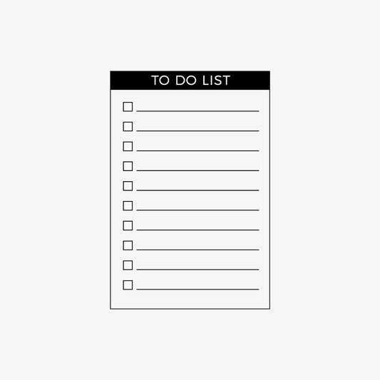 To-do list stamp featuring checkboxes and space for writing tasks in a clean, organized layout