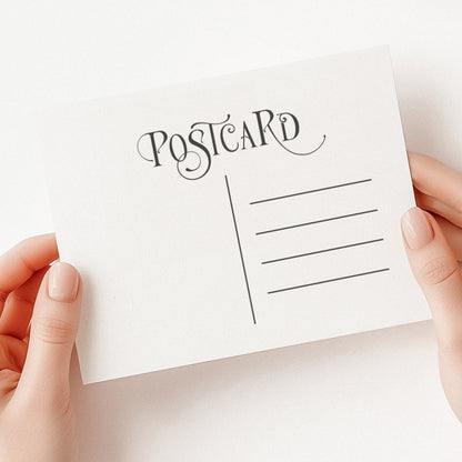 Vintage postcard stamp featuring a classic design with space for a stamp, address, and message area