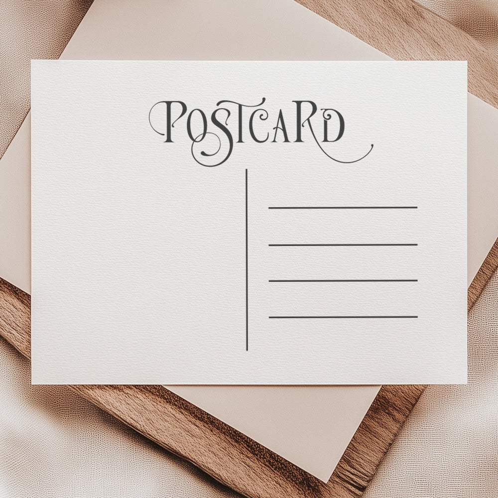 Vintage postcard stamp featuring a classic design with space for a stamp, address, and message area