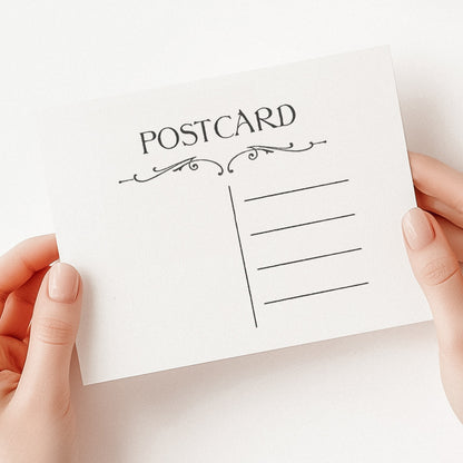 Vintage postcard stamp featuring a classic design with space for a stamp, address, and message area