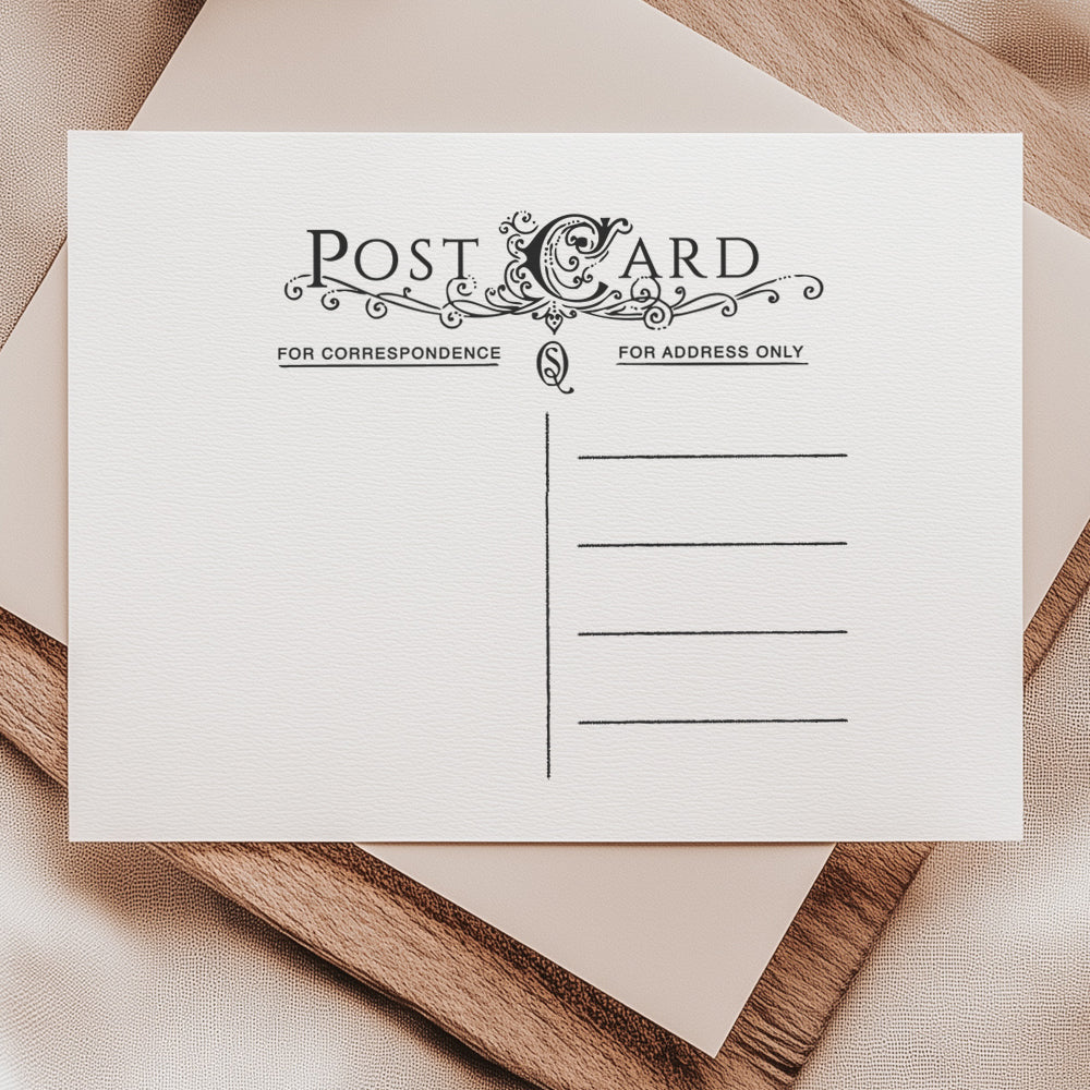 Vintage postcard stamp featuring a classic design with space for a stamp, address, and message area